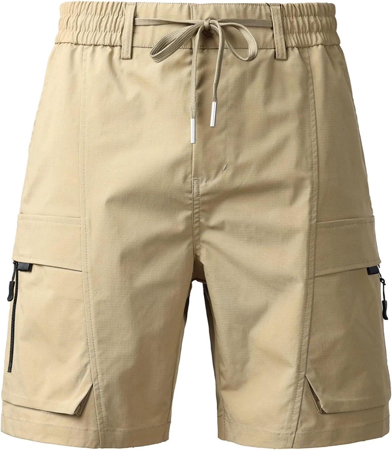 Mens Casual Shorts Lightweight Breathable Loose Fit with Drawstring Pockets for Summer Outdoor Walking Travel Generic, хаки — фото 2