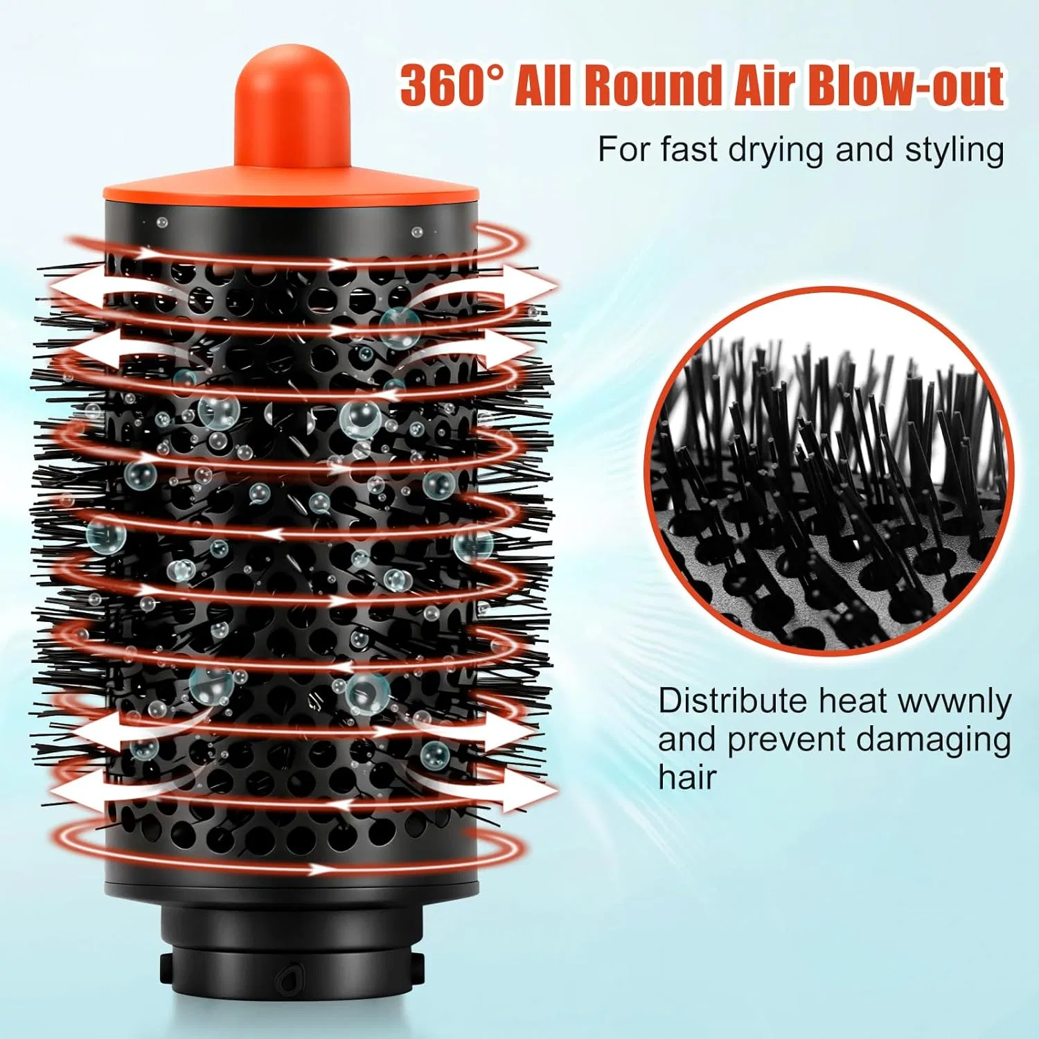 Насадка-щетка для объема «Large Round Volume Brush» для стайлера Dyson Airwrap Chuancheng, Orange — фото 4