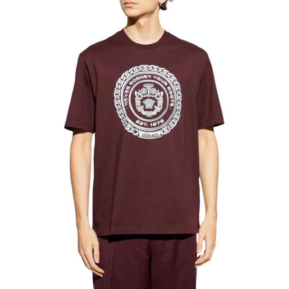 Футболка с принтом VERSACE Dark Burgundy — фото 3