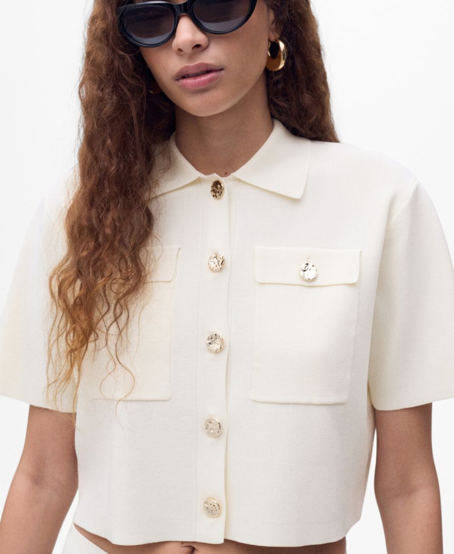 

Женская вязаная куртка с короткими рукавами MANGO, Ecru