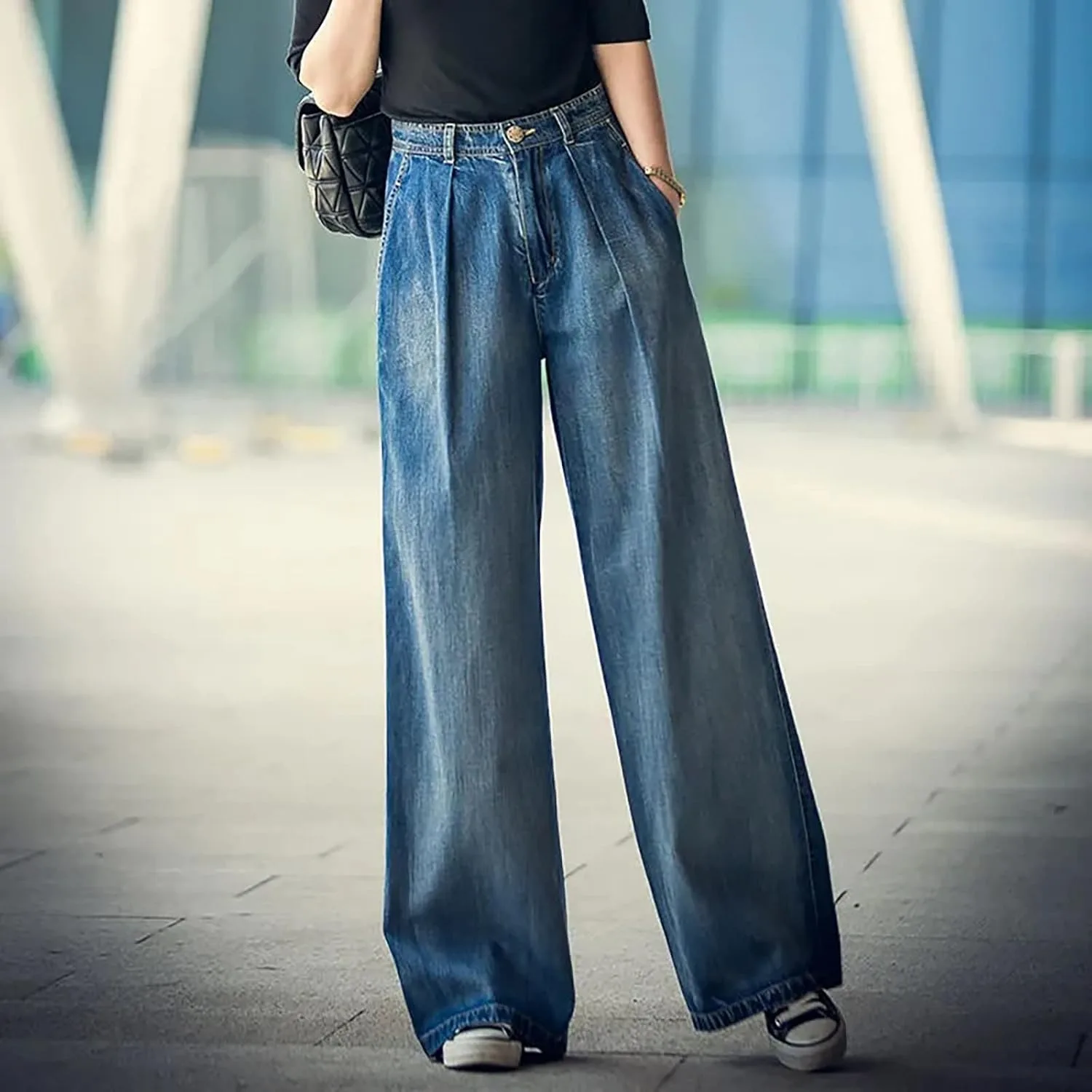 Багги джинсы для женщин loose floor denim pants — фото 4