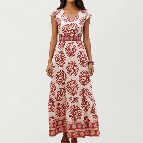 

Женское платье макси с каплевидными рукавами, v-образным вырезом и сборкой на талии Anna-Kaci