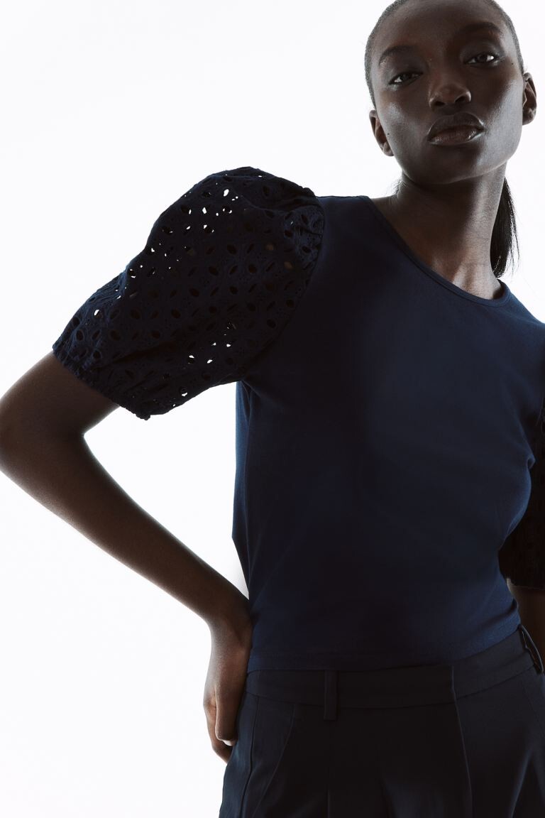 

Рубашка с пышными рукавами H&M, синий
