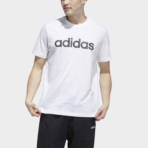 Футболка Men's adidas neo Logo Alphabet Printing Sports Short Sleeve White T-Shirt, мультиколор — фото 2