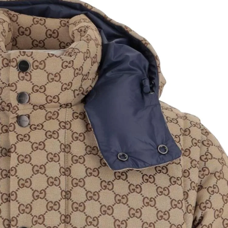 Пуховик с принтом GG GUCCI, Camel — фото 4