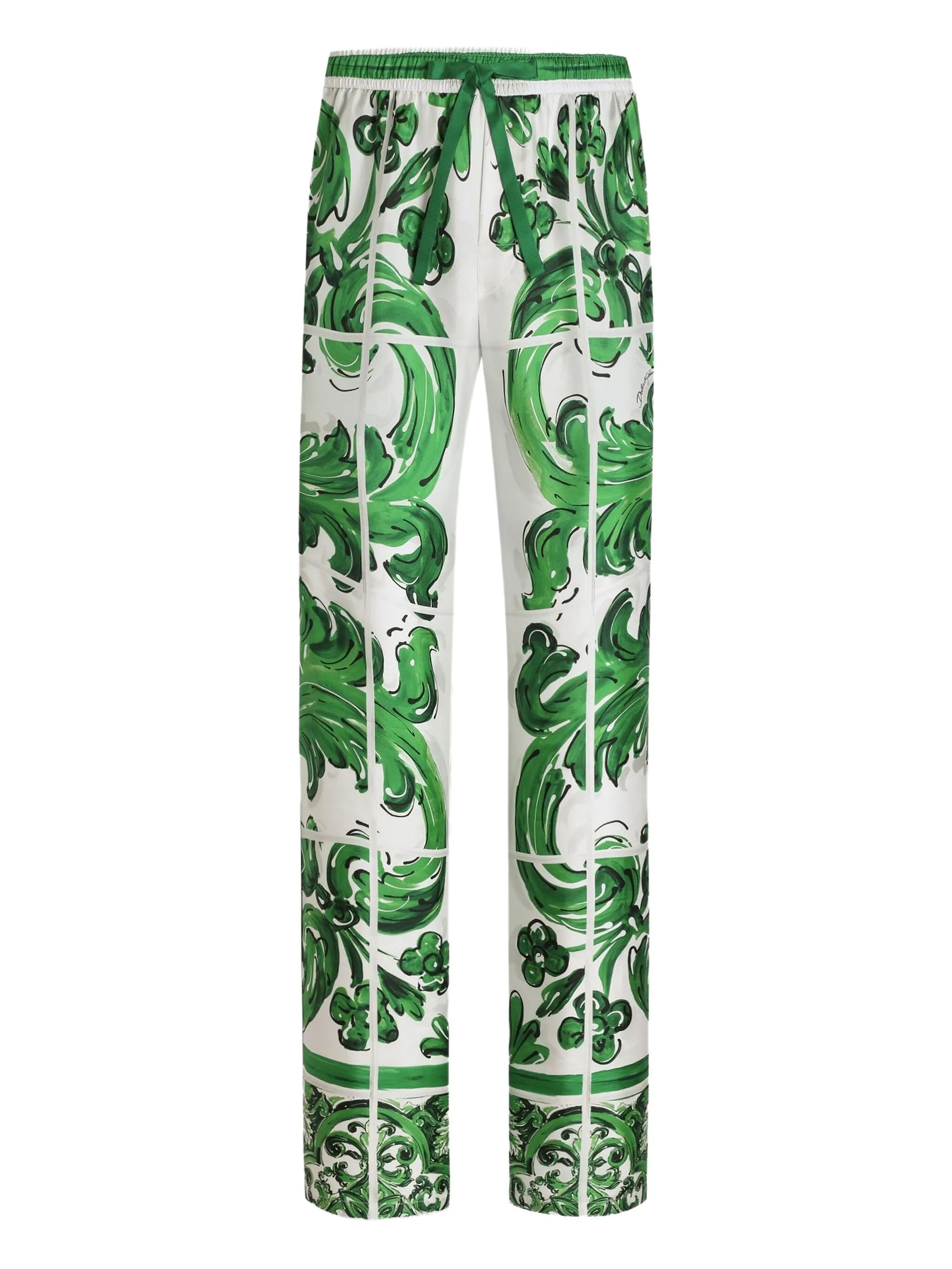 

Прямые брюки с кулиской и принтом majolica Dolce & Gabbana, зеленый