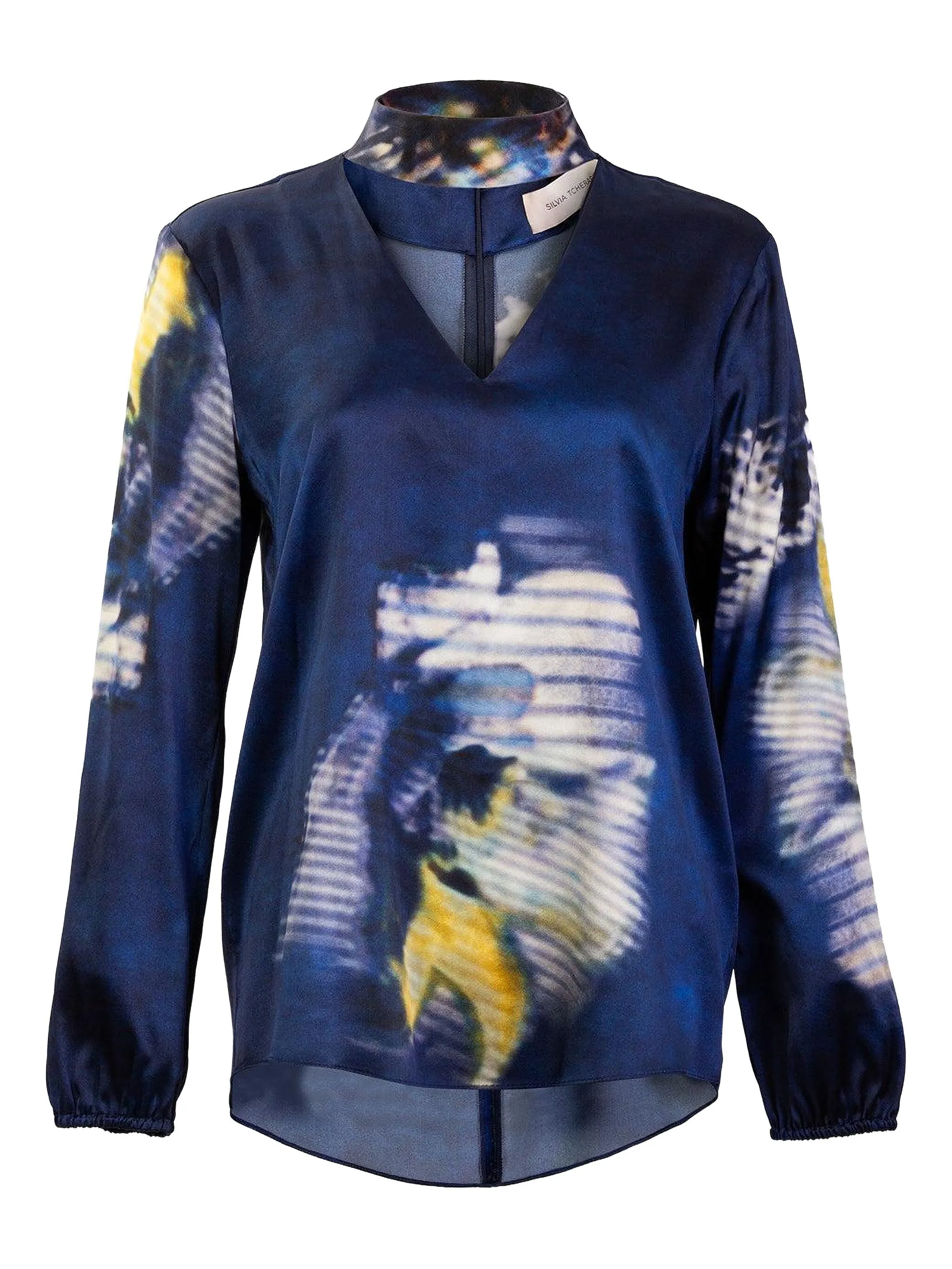 

Блузка с V-образным вырезом и цветочным принтом Silvia Tcherassi, синий