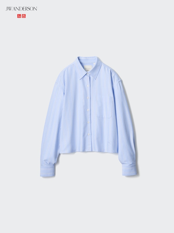 Оксфордская рубашка свободного кроя (в полоску) Uniqlo, 61 blue — фото 4