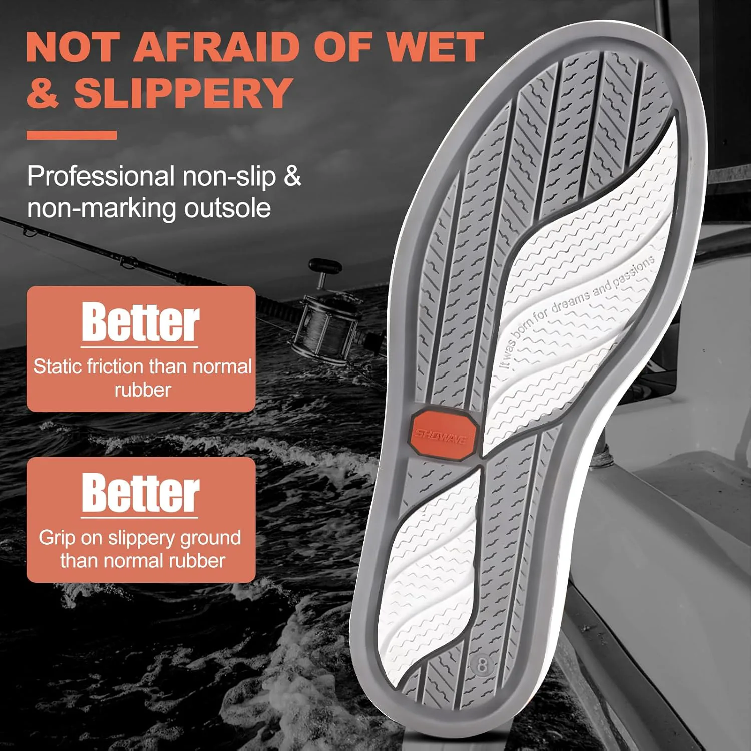 

Мужские ботинки Showave Deck водонепроницаемые резиновые ботинки до щиколотки, противоскользящие для лодок, для парусного спорта, рыбалки и активного отдыха на природе, серый