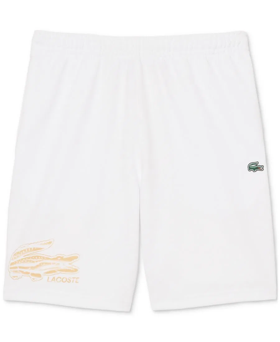 Мужские шорты с эластичным поясом и логотипом Lacoste, белый — фото 3