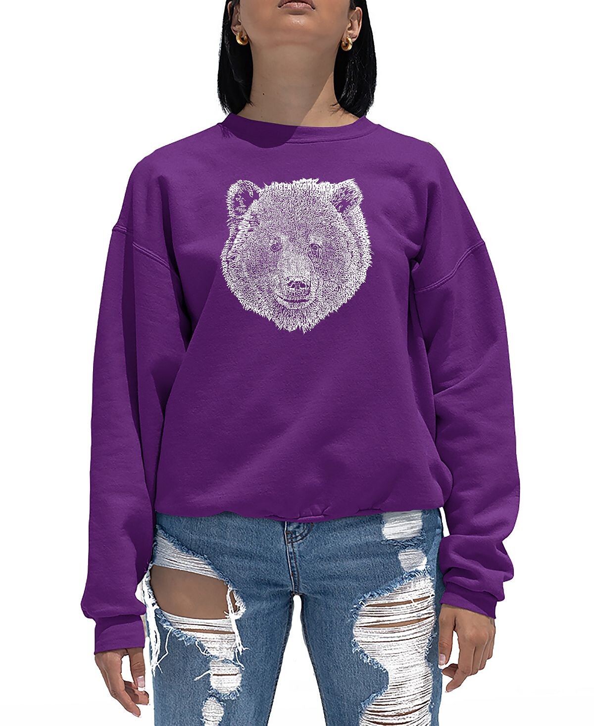 

Женский свитшот с круглым вырезом Word Art Bear Face LA Pop Art