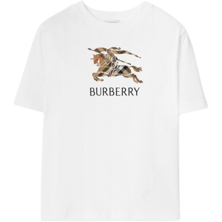 Детская футболка с круглым вырезом, средней толщины Burberry, белый — фото 3