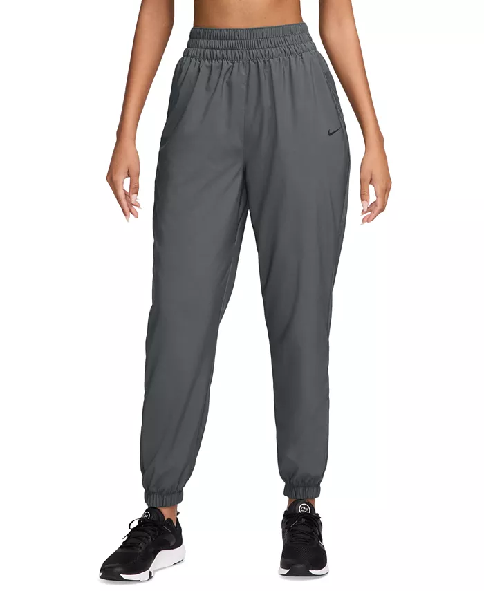 

Женские джоггеры Dri-FIT Woven с высокой талией длиной 7/8 Nike, серый