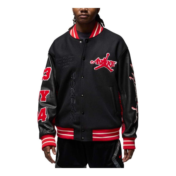 

Куртка x awake ny varsity jacket 'black university red' Air Jordan, красный