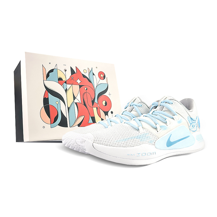 

Гиперданк Икс Амортизирующие Противоскользящие Дышащие Легкие Низкие Баскетбольные Кроссовки Мужские Бело-Синие Найк