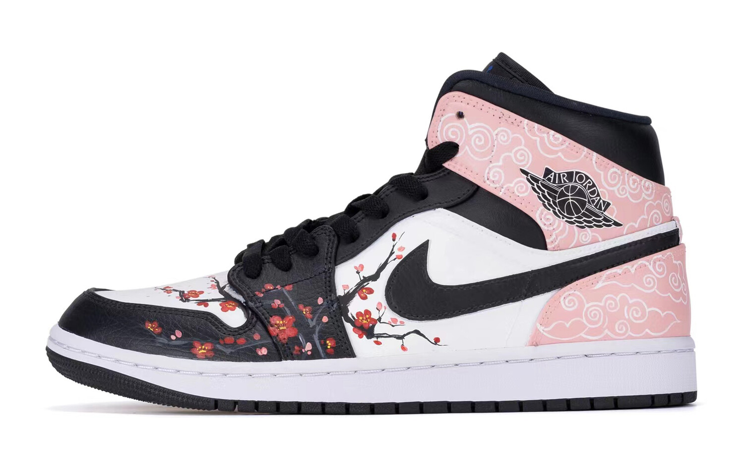 Кроссовки Air JORDAN 1 Vintage Basketball Shoes Women's Mid-Top Black/white/pink/cyan