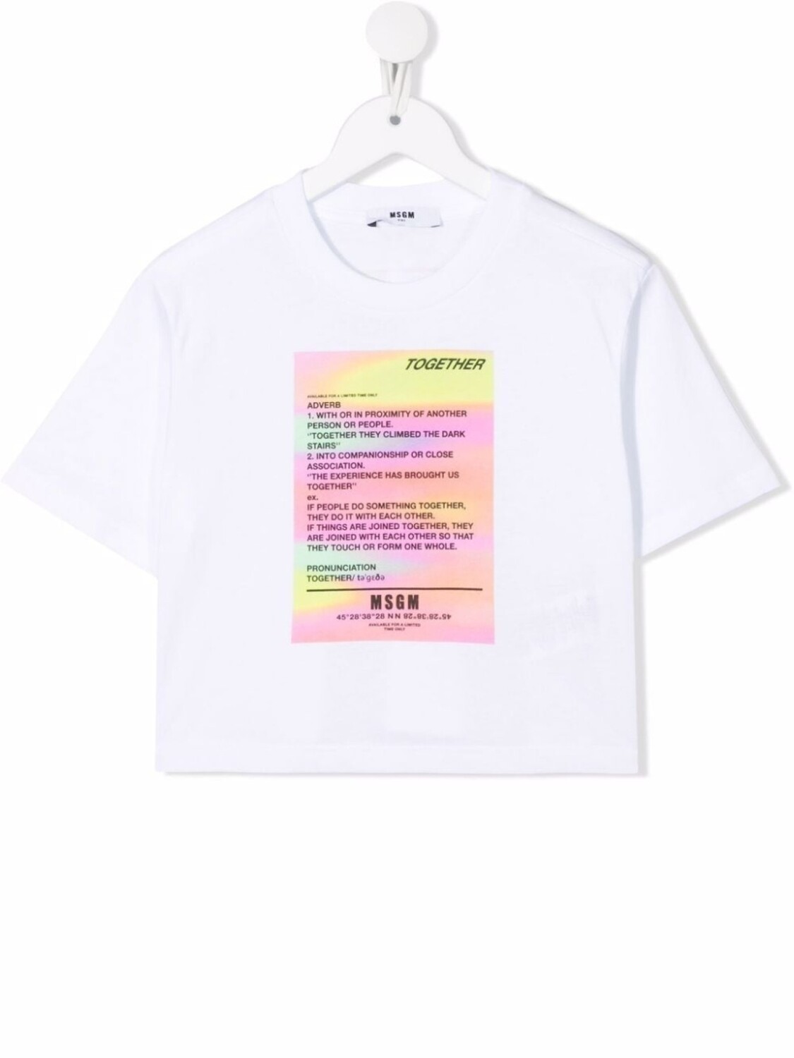 

MSGM Kids укороченная футболка с графичным принтом, белый