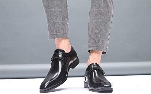 Мужские туфли Battle Men Retro Oxford из искусственной кожи с пряжкой в стиле монк, заостренный носок, на каблуке, однотонные, формальные, черный — фото 4