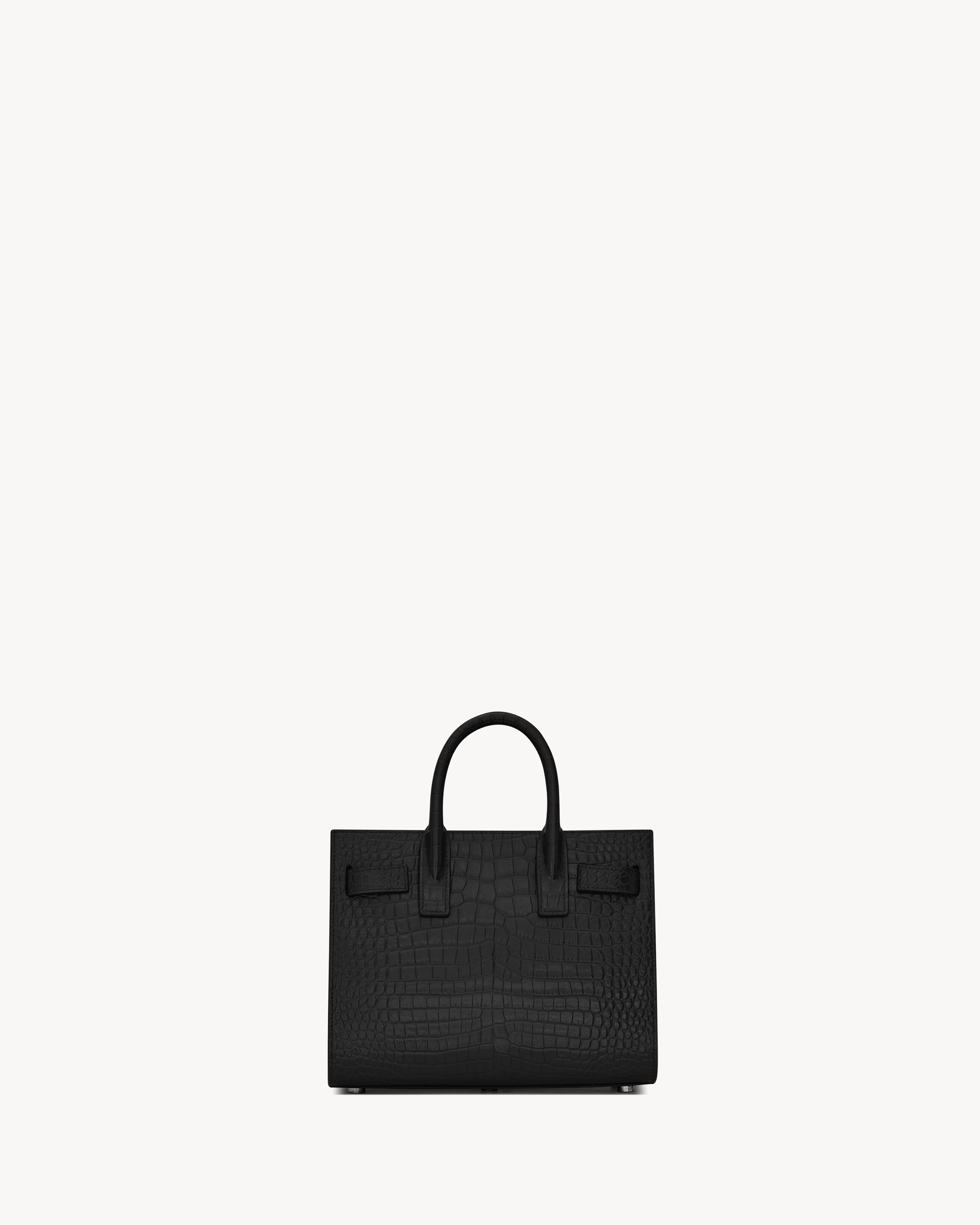 Сумка Sac de Jour из кожи с тиснением под крокодила - нано Saint Laurent, черный — фото 3