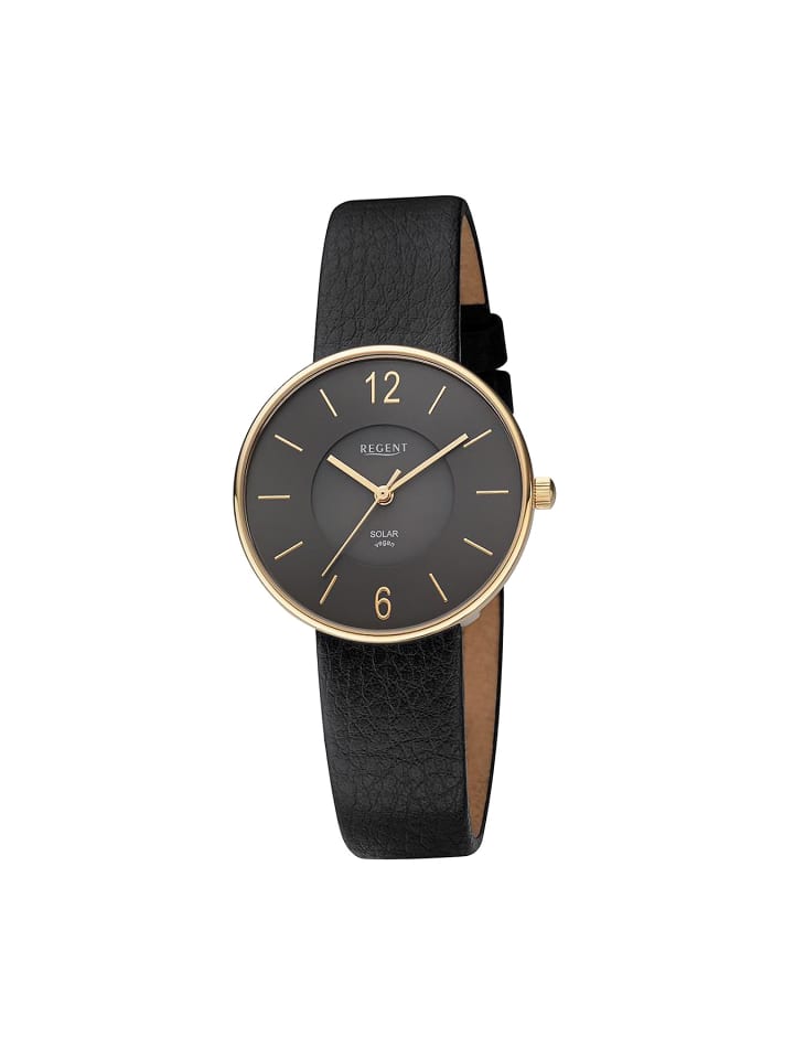 

Аналоговые наручные часы Regent, черные, средний размер (примерно 33 мм), кожаный ремешок