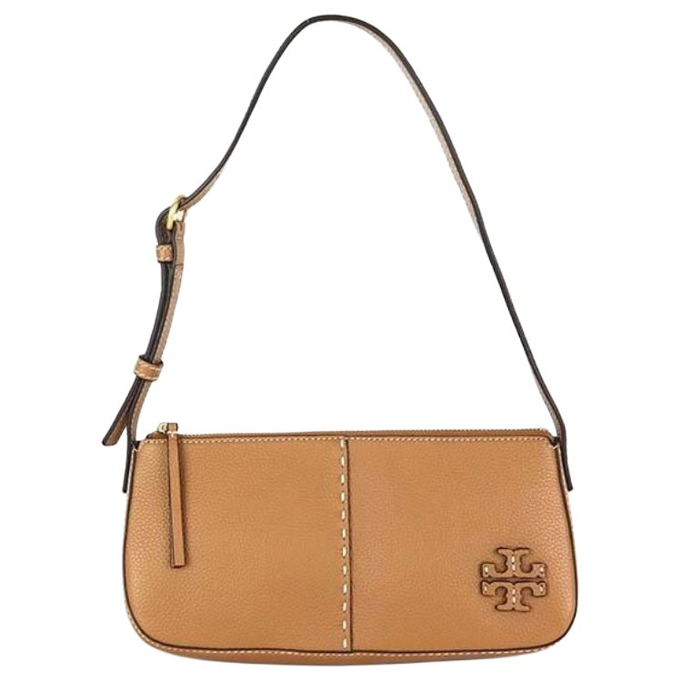 

TORY BURCH Личи зернистая кожаная сумка через плечо женская коричневая