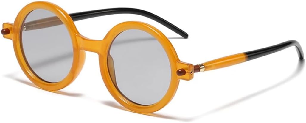 

Солнцезащитные очки с защитой UV400 | Круглая оправа, заклепки, цветные линзы | Для женщин и мужчин, для занятий спортом на открытом воздухе и вождения DSVIGF, Orange Black