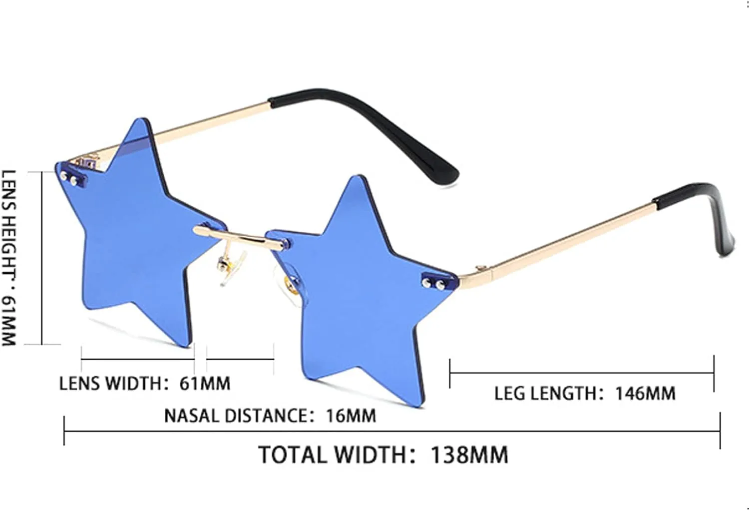 

Женские солнцезащитные очки без оправы 2021 года, модные пятизвездочные солнцезащитные очки для мужчин, очки с пентаграммой, прозрачные линзы COTIA, Blue
