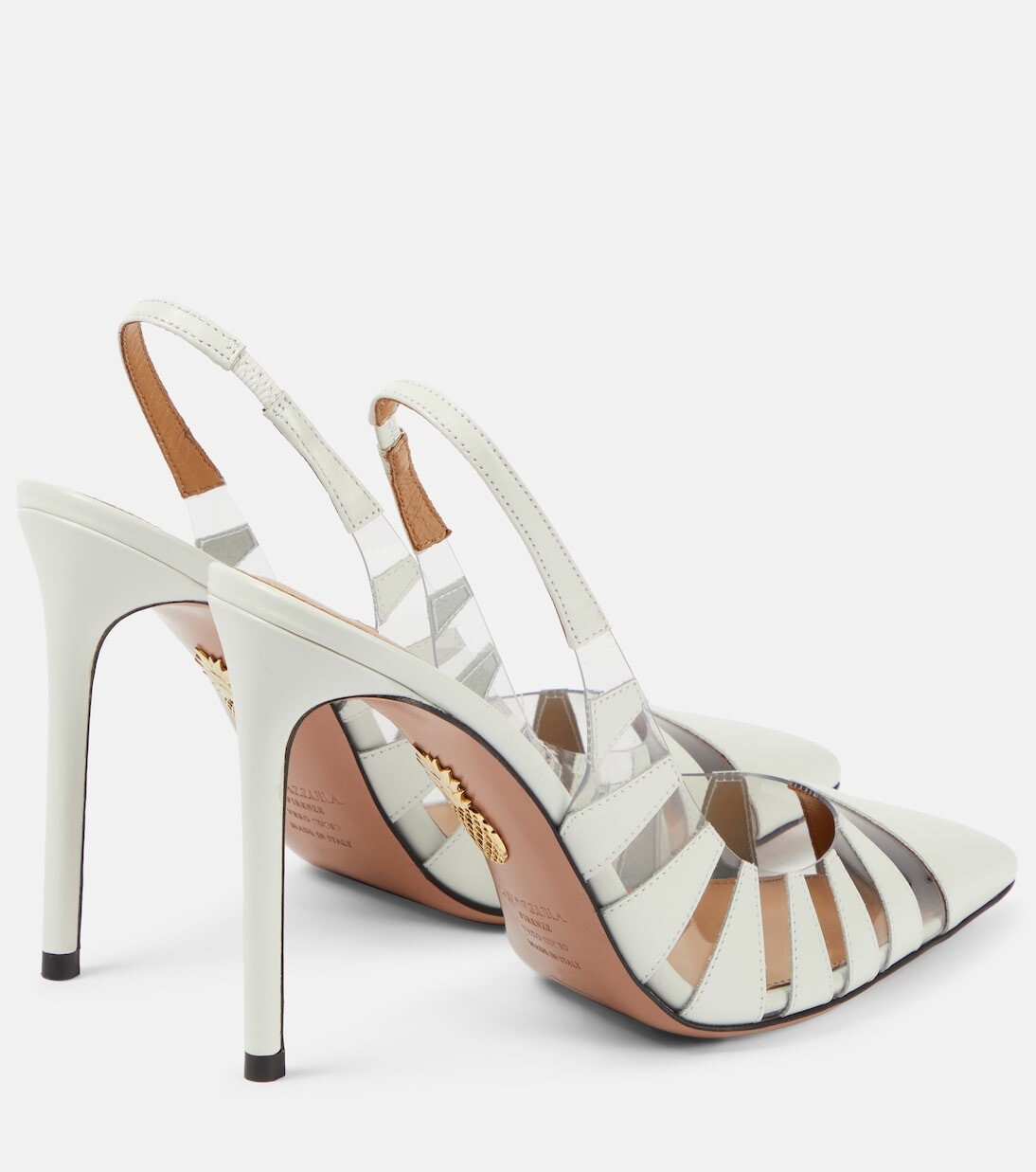 Туфли hot rumor 105 из кожи и пвх с пяткой на пятке Aquazzura, белый — фото 3