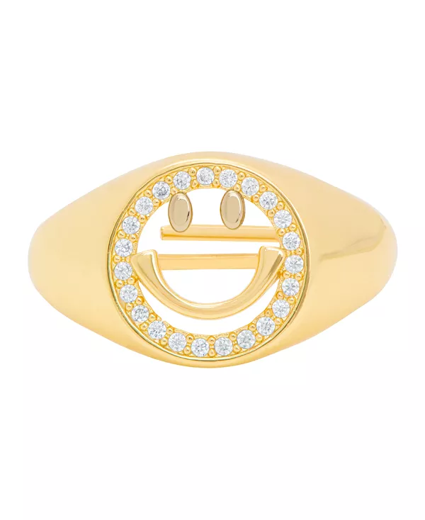 

Кольцо с позолоченным кубическим цирконием в виде смайлика Macy'S, gold-plated