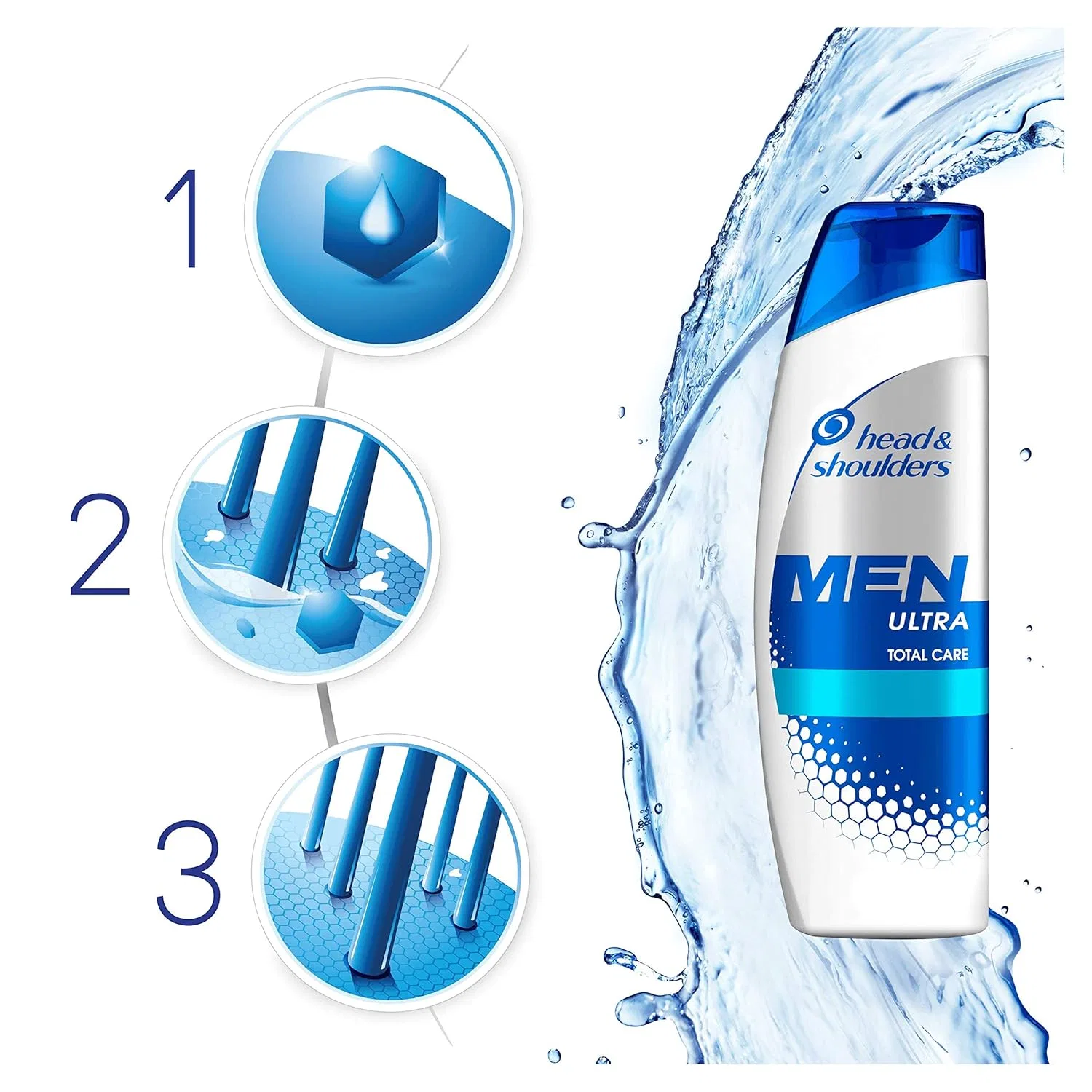 Мужской шампунь против перхоти «Men Ultra Male Care» с морскими минералами 3 x 250 мл от Head & Shoulders Head & Shoulders, Men Ultra Male — фото 3