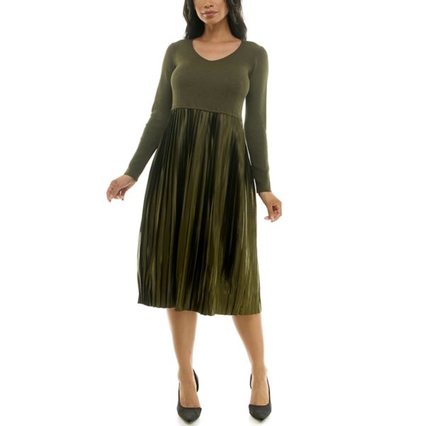 

Женское трикотажное платье с люрексом Nina Leonard, цвет dark olive lurex