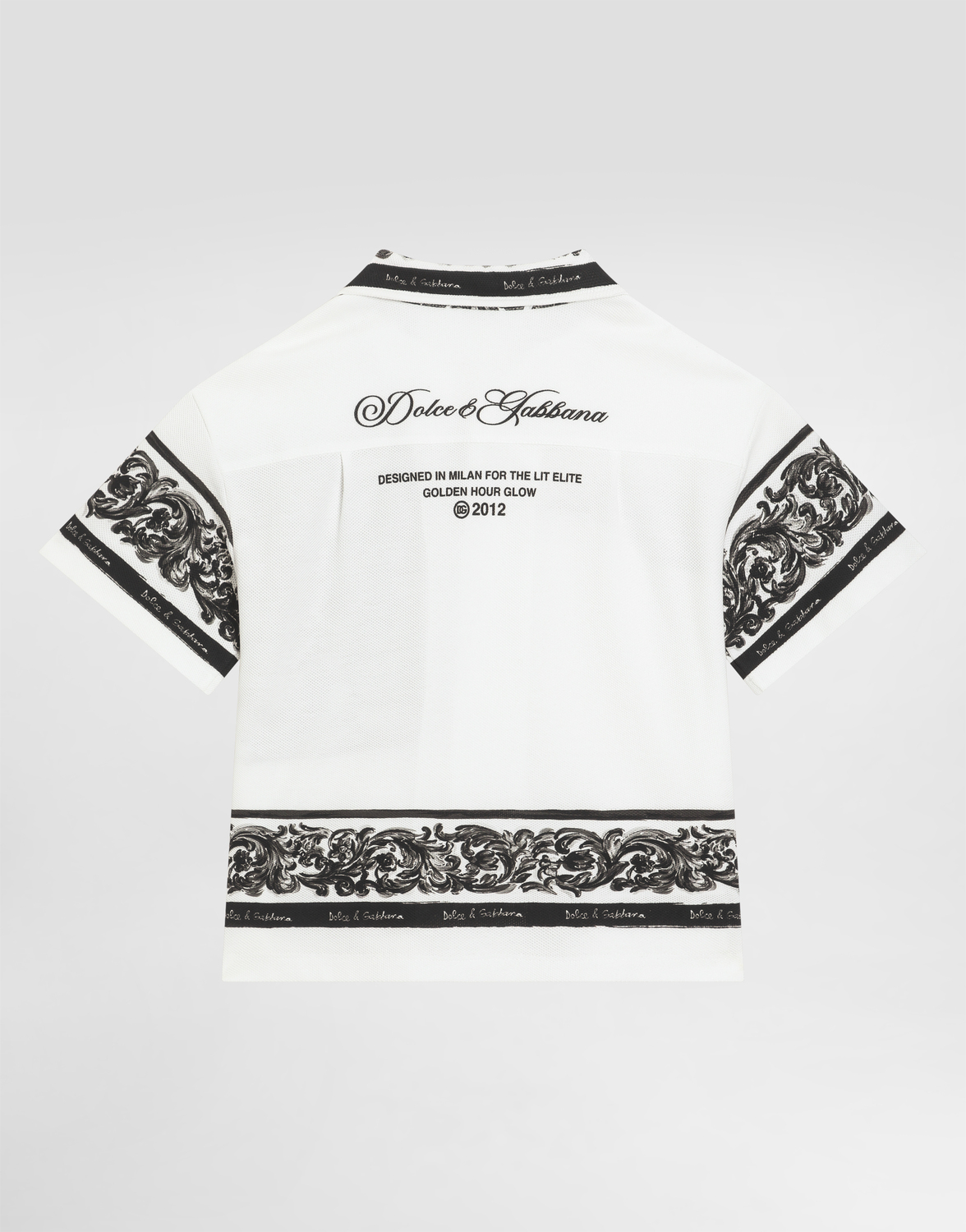 Рубашка из двойного пике с принтом мажолика Dolce&Gabbana, мультиколор — фото 3