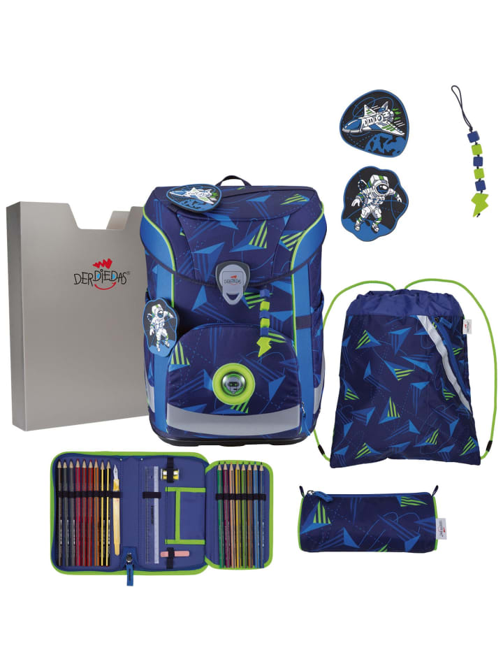 

Derdiedas 5-предметный школьный рюкзак ErgoFlex Easy LED Moon Mission синего цвета