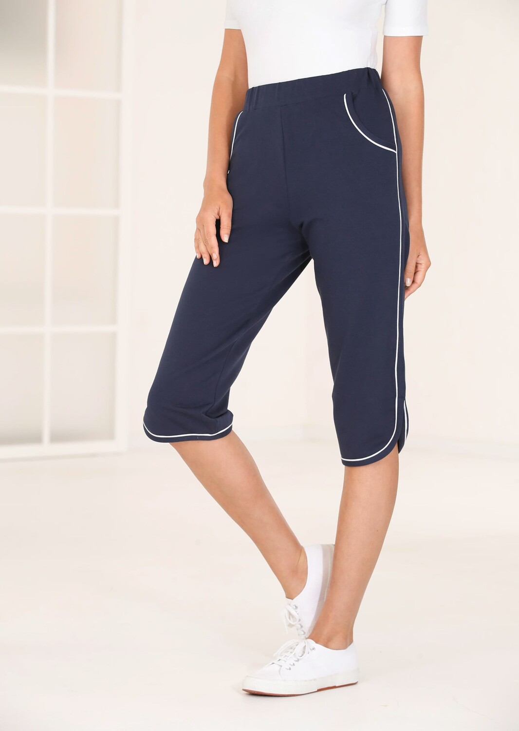 

Брюки GOLDNER Caprihose, цвет marine/weiß