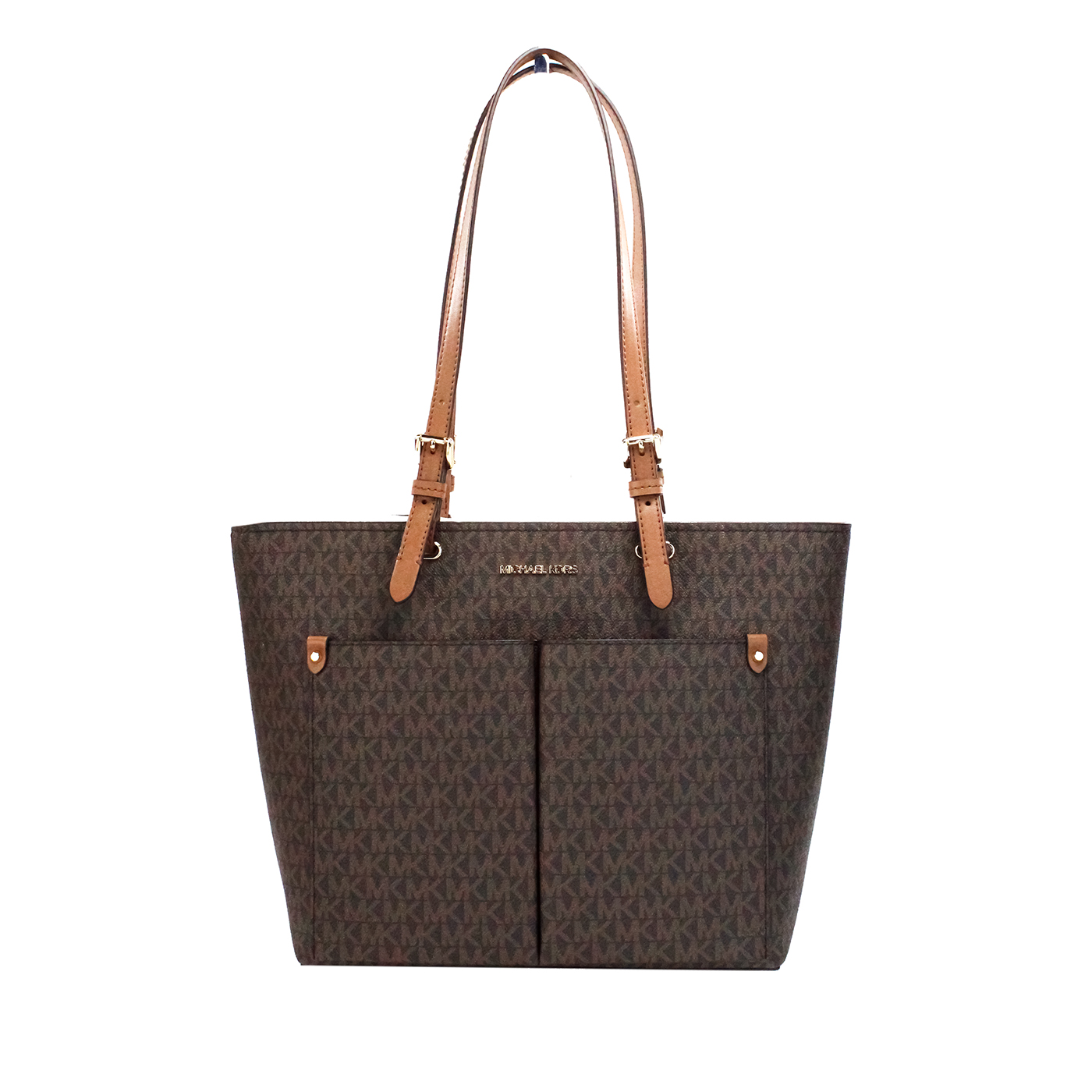 

Сумка-тоут Jet Set Medium Brown Signature из ПВХ с двумя карманами Michael Kors