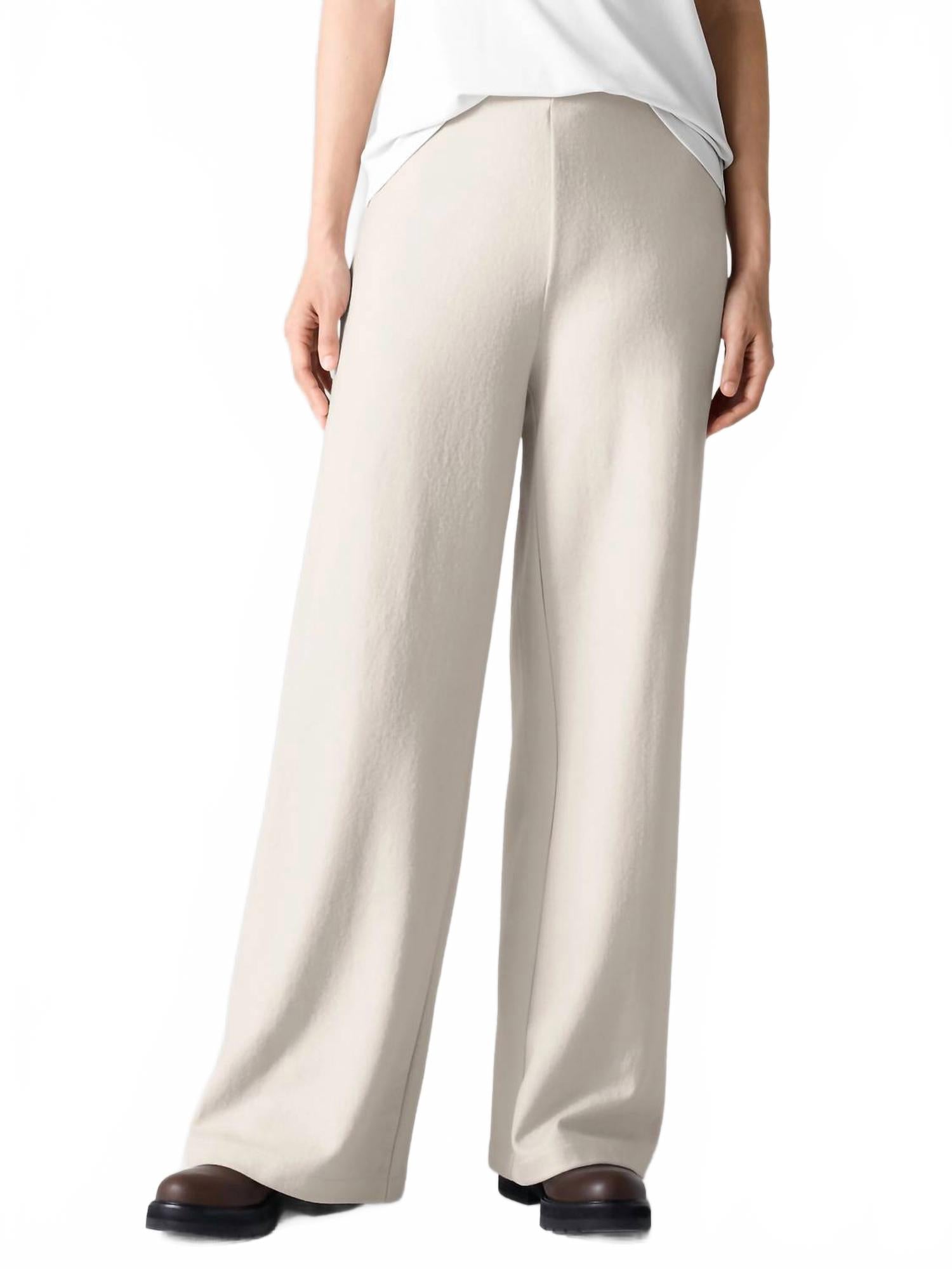 

Фетровые шерстяные брюки с широкими штанинами в цвете Chalk Eileen Fisher, Chalk