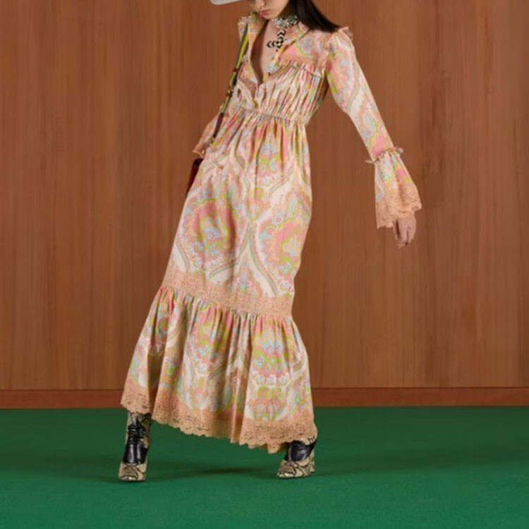 Платье Gucci с длинными рукавами, розовый — фото 2