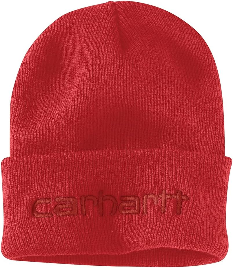 

Шапка Carhartt мужская, вязаная, утепленная, с логотипом и манжетой, Red Barn