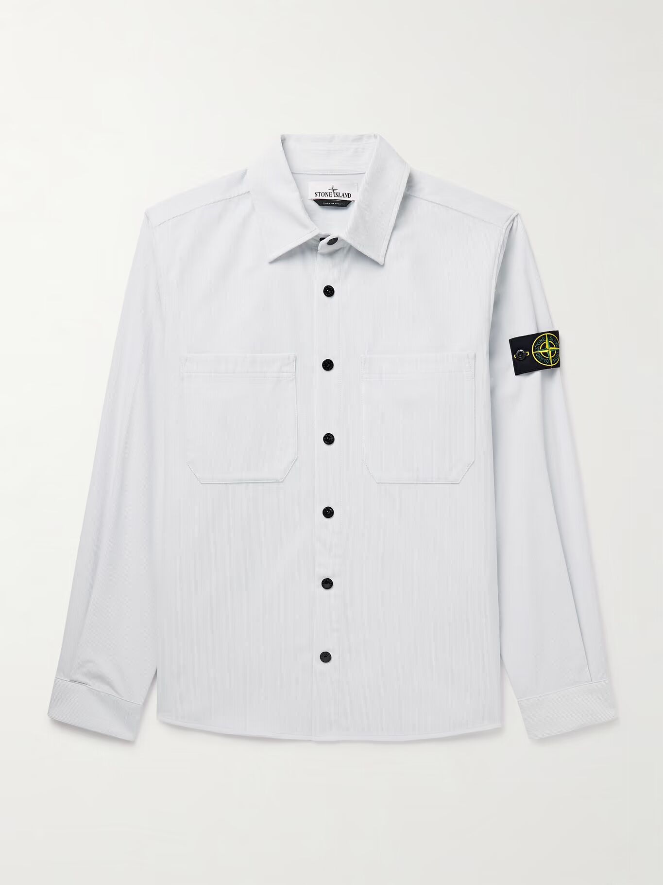 

Рубашка из хлопкового микро-вельвета с логотипом STONE ISLAND, голубой