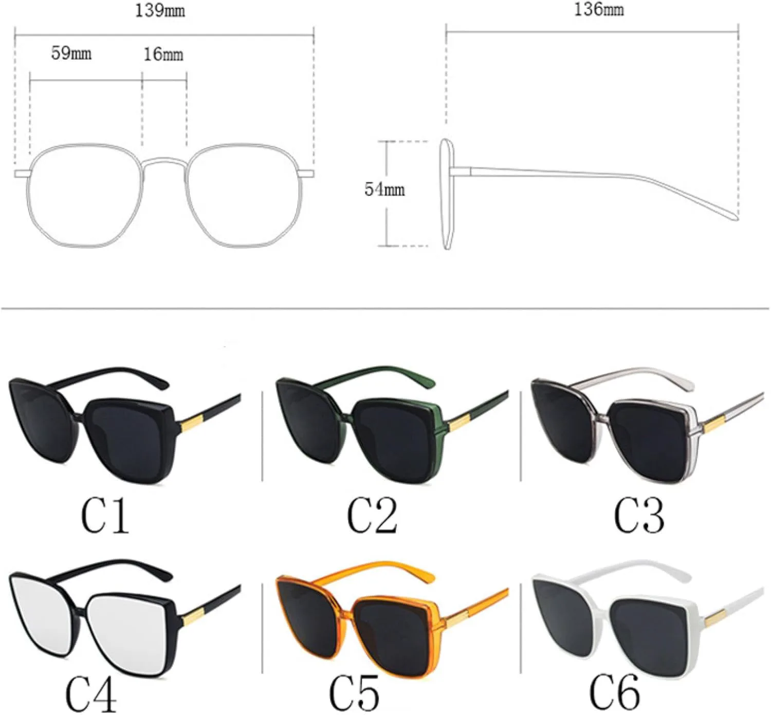 

Солнцезащитные очки с защитой UV400 | «Кошачий глаз», большая оправа | для женщин и мужчин, для занятий спортом на открытом воздухе и вождения DSVIGF, Laf1180-c4