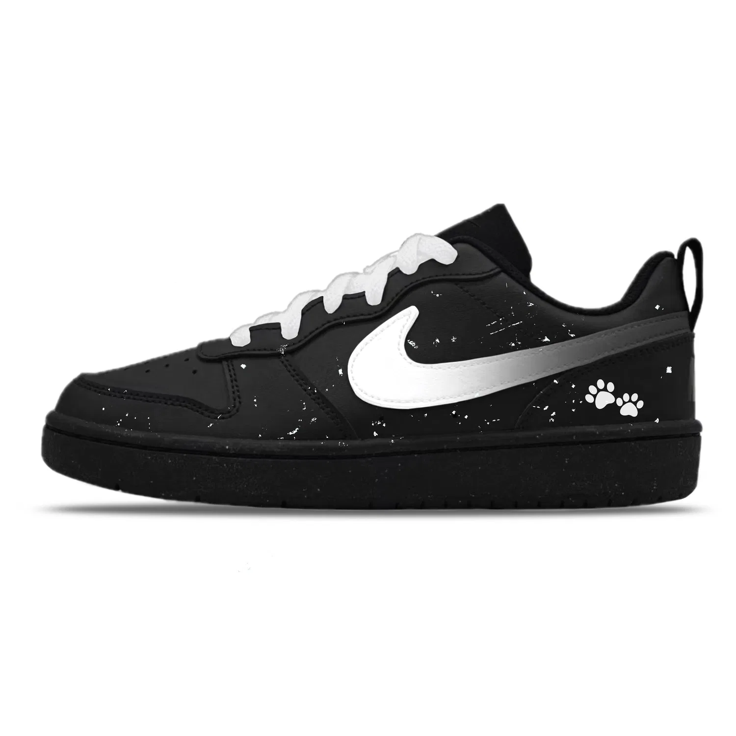 Кроссовки скейтбордические Court Borough Leather, Ink Splatter Panda, низкие, износостойкие, нескользящие, черные, унисекс Nike, Black White