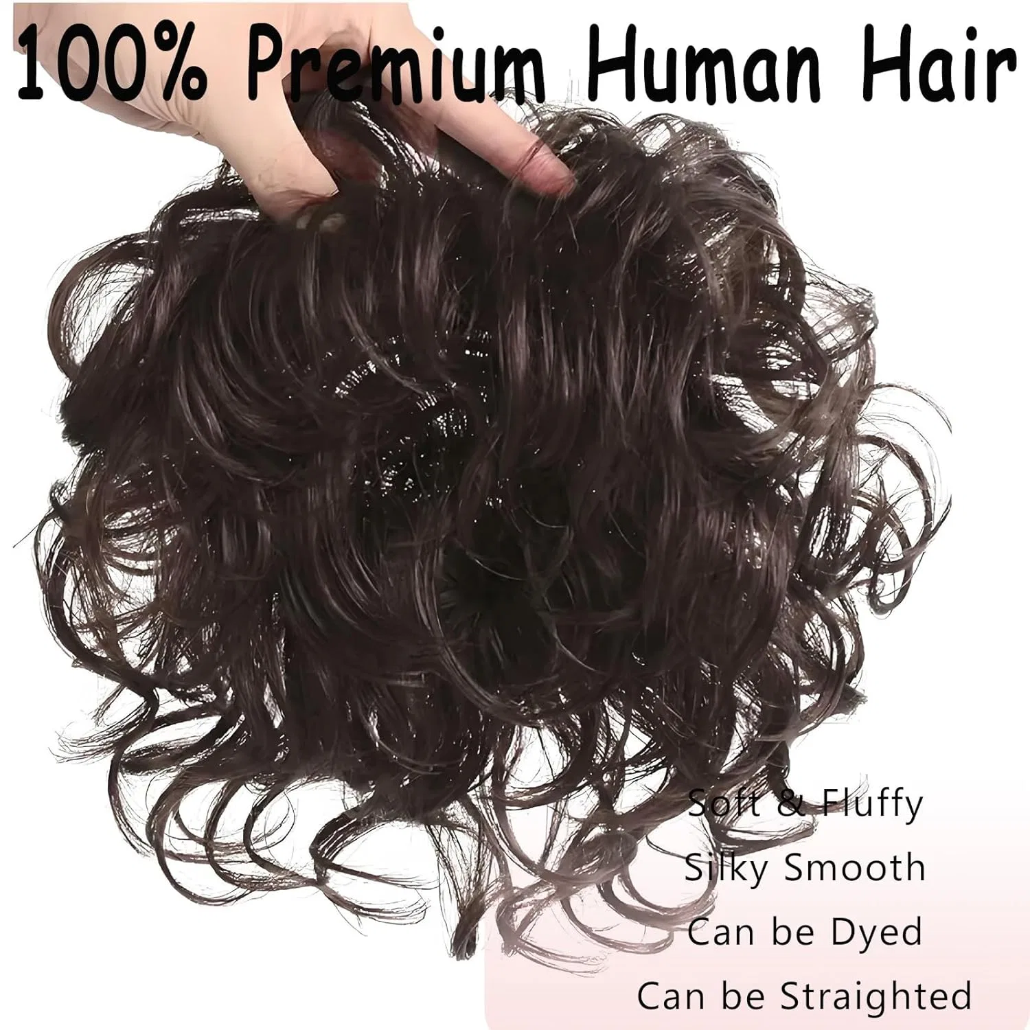 Накладные волосы с челкой из натуральных волос (15 см) от EREEHAIR Eree Hair, Dark Brown — фото 3