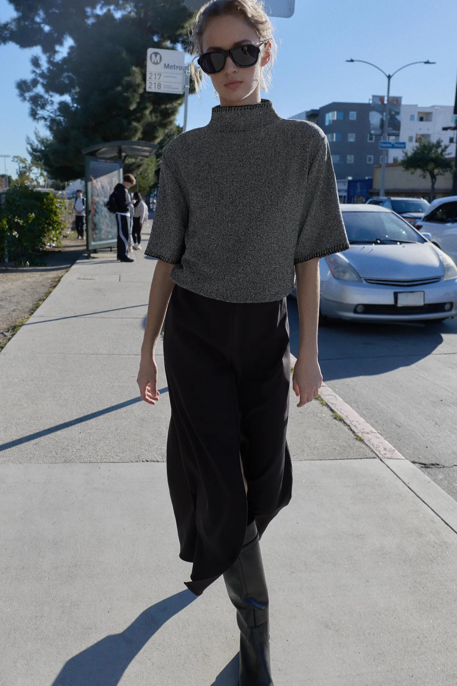 Zara Комбинированное платье миди