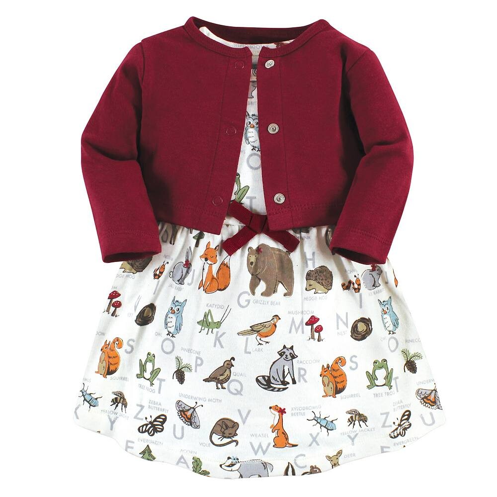 Платье и кардиган из органического хлопка для девочек Touched by Nature, Woodland Alphabet, цвет Woodland Alphabet