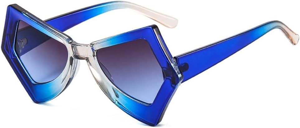 

Солнцезащитные очки в стиле ретро «Кошачий глаз» с многоугольными линзами, градиентный переход цвета, защита от ультрафиолета UV400, мужские солнцезащитные очки HDUBFY, Blue Gray Blue