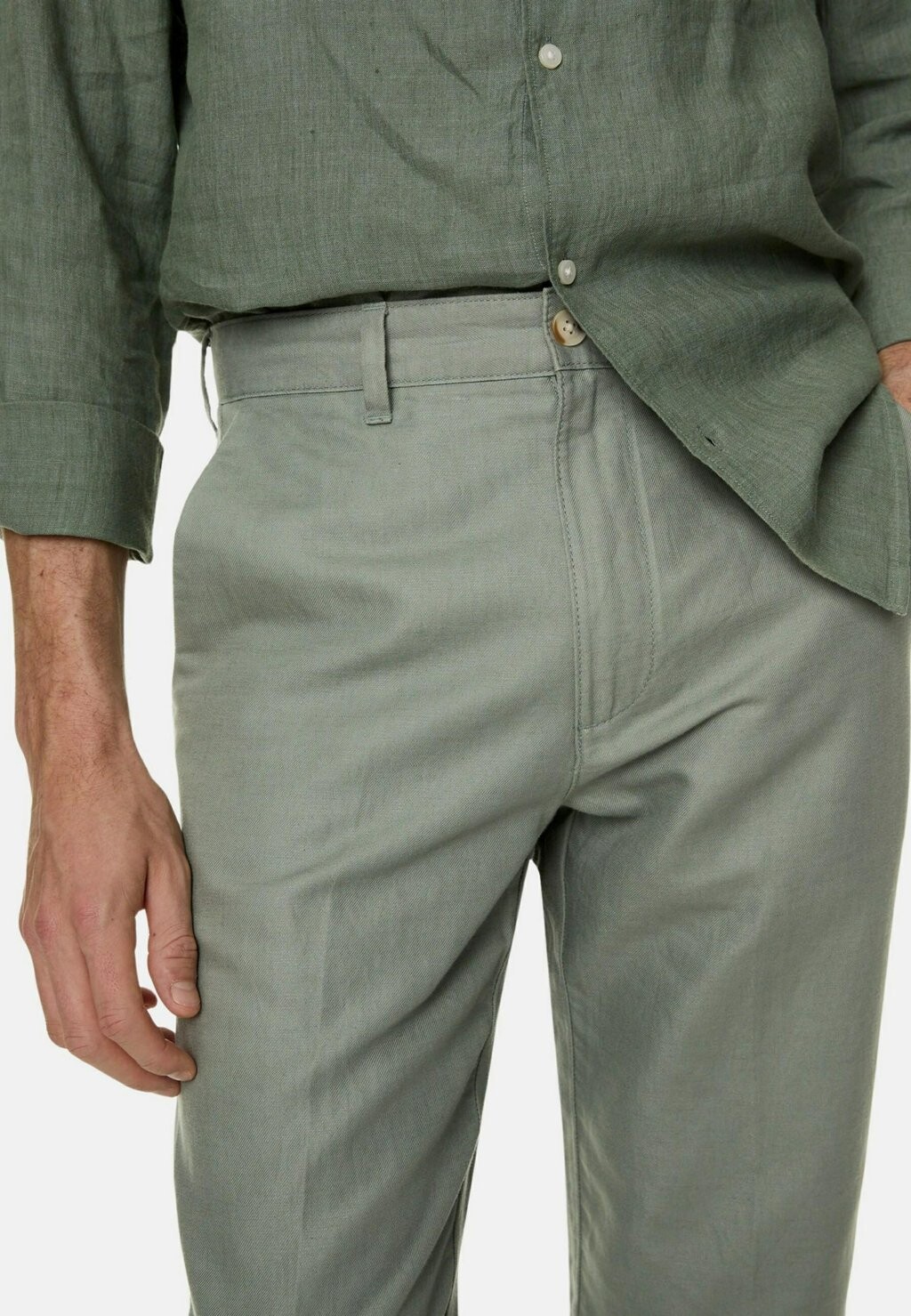 

Брюки REGULAR FIT LINEN BLEND Marks & Spencer, зеленый