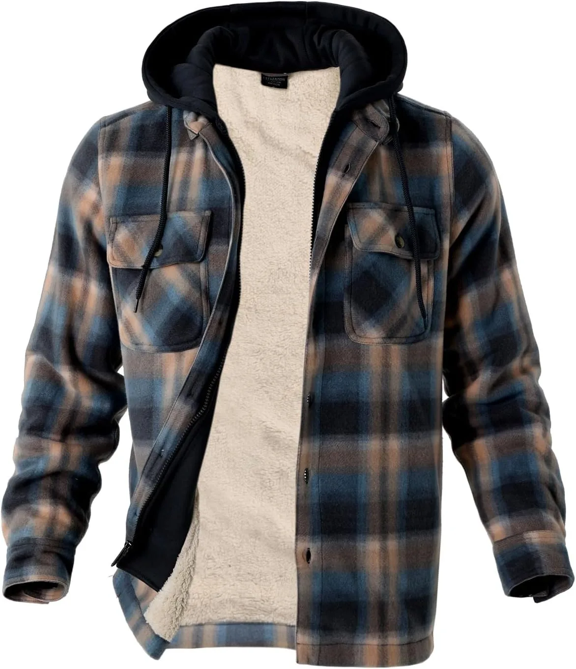 

LeeHanTon мужская фланелевая куртка Sherpa Lined Fleece с капюшоном