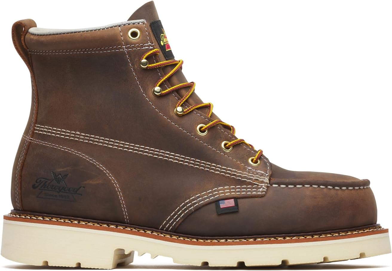 Рабочие ботинки Thorogood American Heritage 6" с безопасным носком для мужчин, из прочной кожи, с противоскользящей подошвой, оценены по стандарту ASTM — фото 2