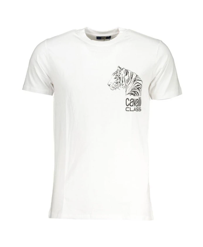 

Футболка с изображением головы белого тигра в повседневном стиле. Cavalli Class, белый