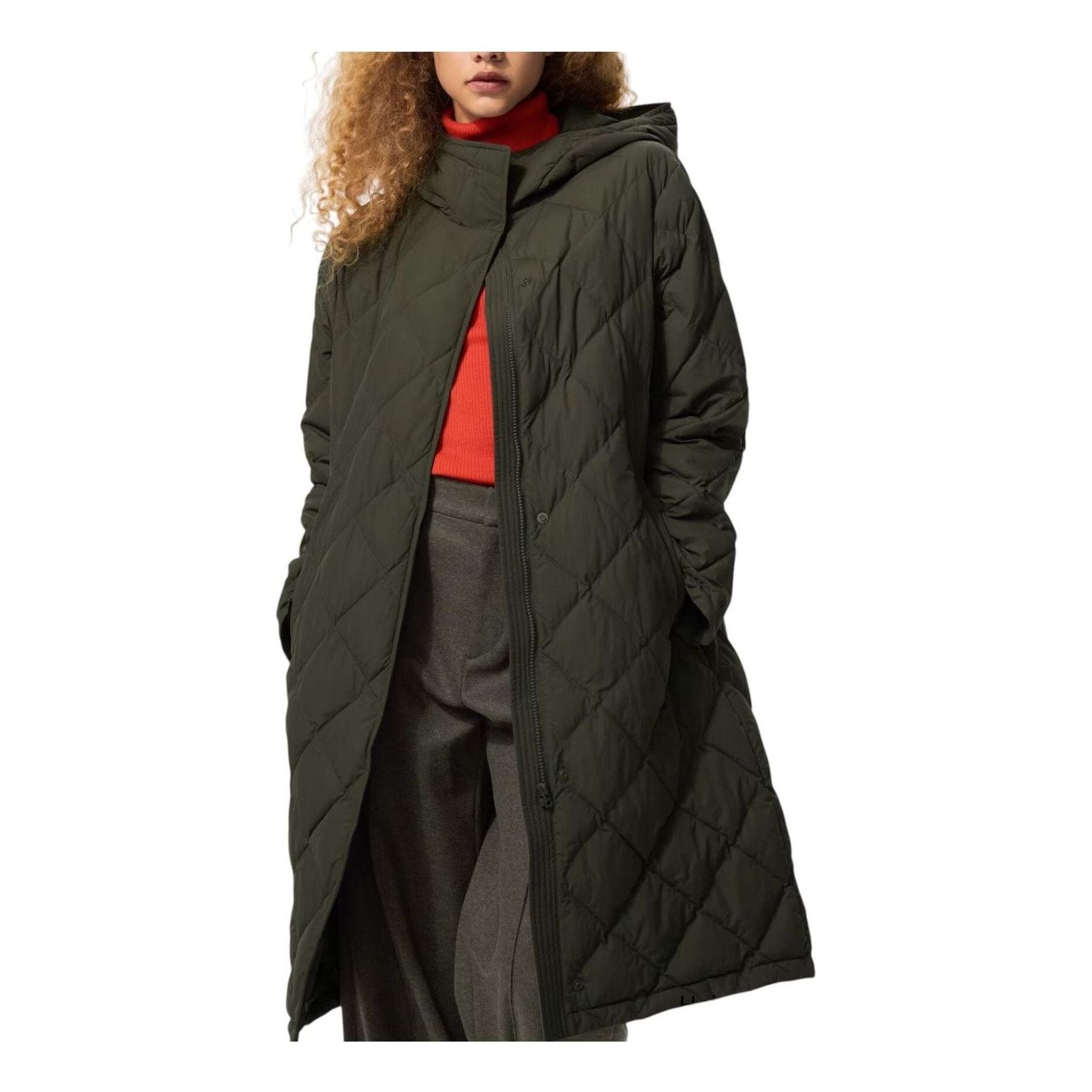 

(WMNS) Uniqlo Pufftech Relaxed Long Coat 'Olive'